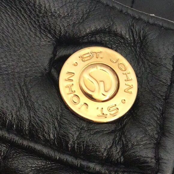 St. John Sport Black 100% Leather Straight Leg Zip Pocket Ankle Pants - Picture 14 of 16